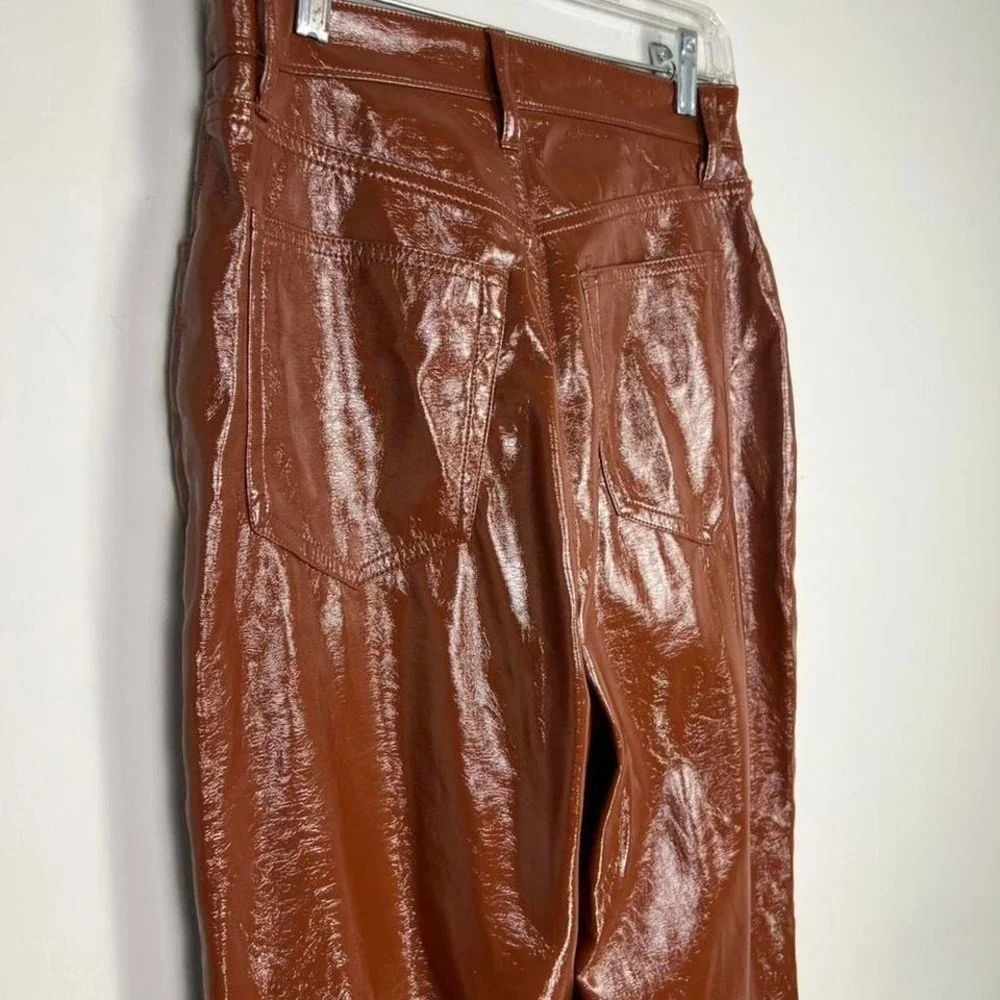 Abercrombie 90s Ultra High Rise Coated Pants Brown Straight Size 28 - Picture 8 of 8